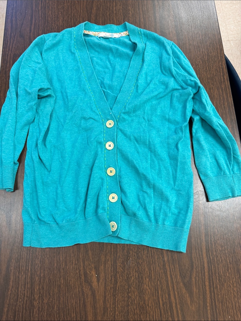 Boden Turquoise Button V-Neck Cardigan